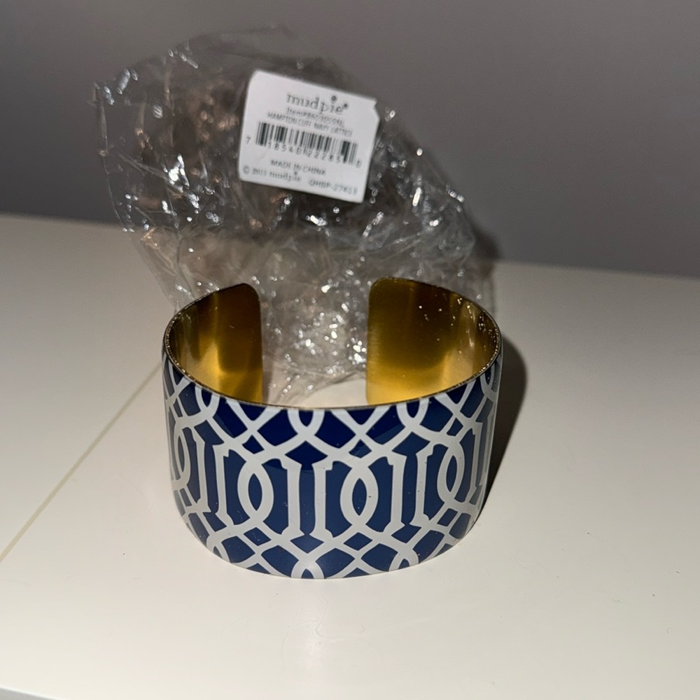 Mud Pie Bracelet NWT Hampton Cuff Navy Lattice
